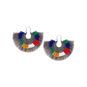 Tribal moon tassel earrings